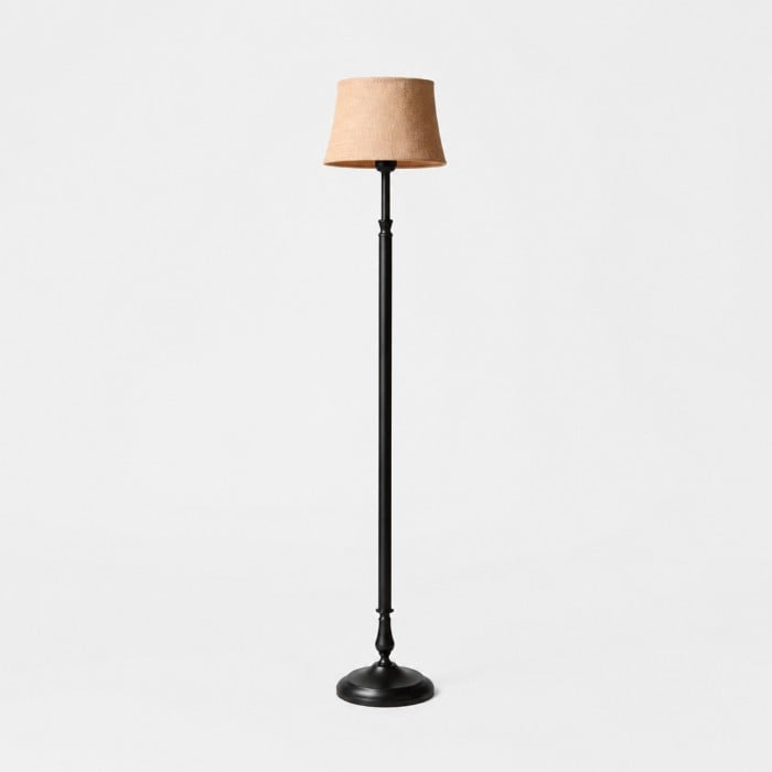 Vintage Black Iron Floor Lamp with Fabric Shade HL4460