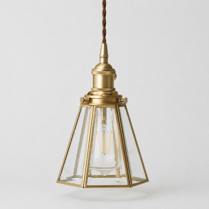 Suspension vintage en laiton et verre HL4517