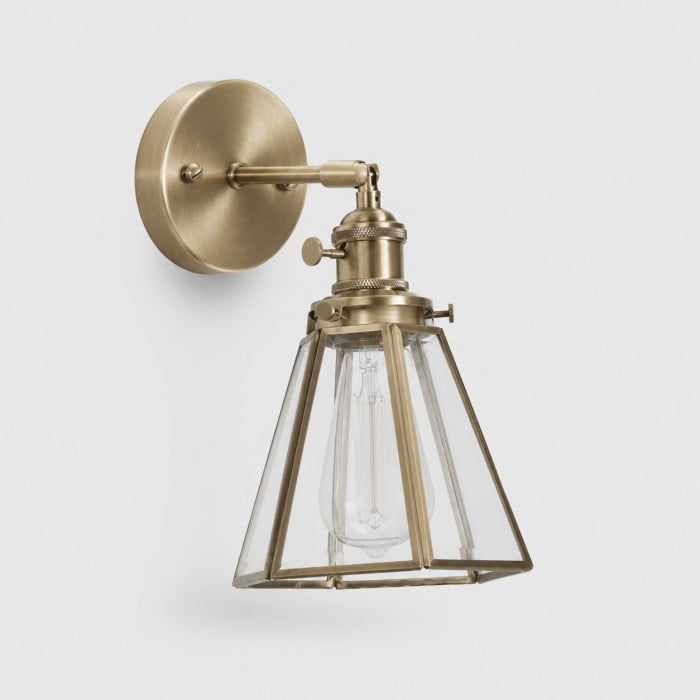 Vintage Brass Glass Wall Sconce HL4390