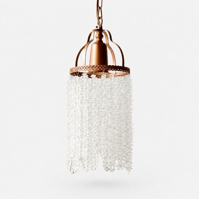 Lustre suspendu vintage à franges de cristal HL4452