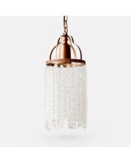 Suspension cylindrique en cristal vintage avec couronne en fer HL4351