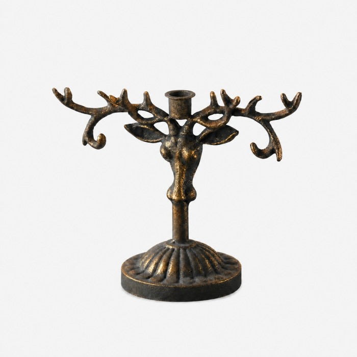 Bougeoir vintage en fer à tête de cerf HL4624