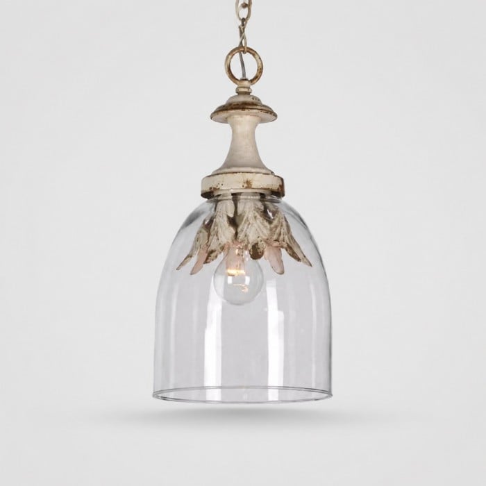 Suspension vintage en verre vieilli en forme de pétale HL4596