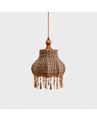 Suspension florale en verre pressé avec accents en laiton et noyer HL4352