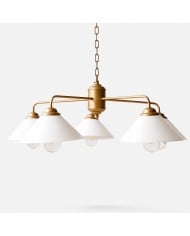 Lampadario vintage a cinque teste in vetro HL4336