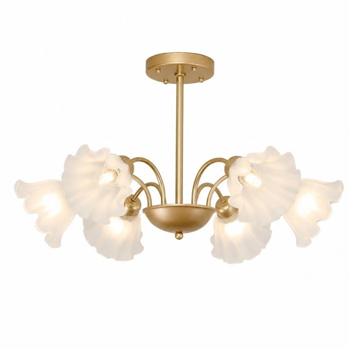 Lampadario vintage a petali di vetro con decorazioni floreali HL4213