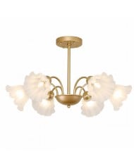 Lampadario francese vintage in vetro ondulato HL4373