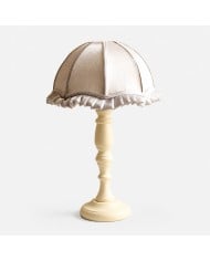 Vintage keramische tafellamp met bloemenmotief en stoffen kap in Liberty-stijl HL4457