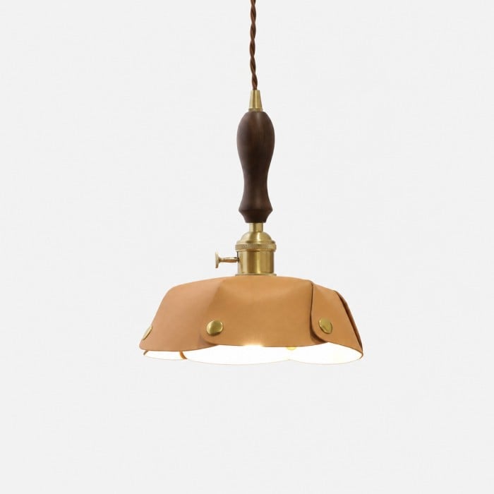 Lampada a sospensione vintage in pelle per interni rustici e accoglienti HL4568