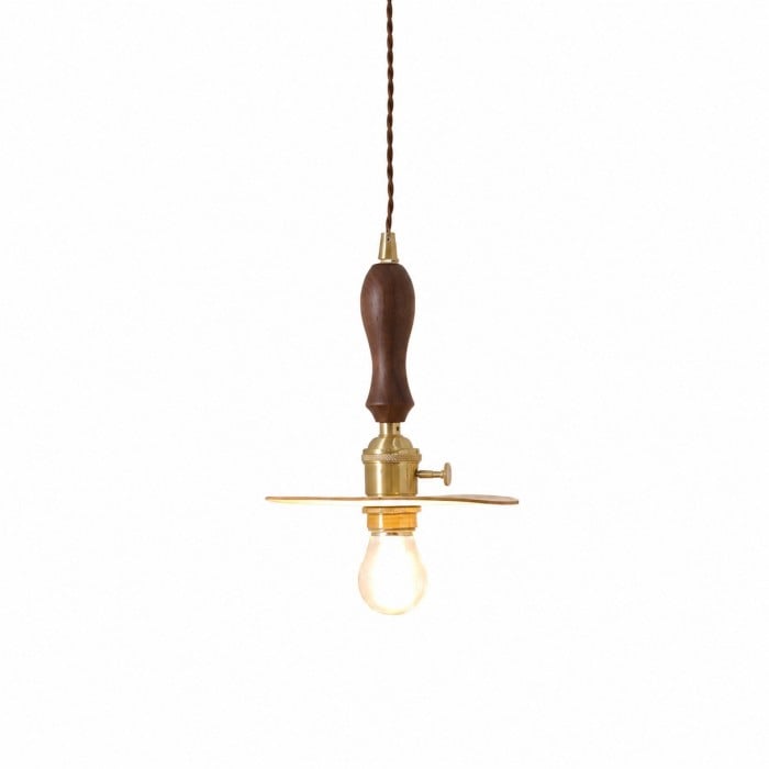 Vintage leren hanglamp met messing accenten HL4515