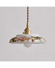 Vintage Patterned Fabric Drum Pendant Light HL4480