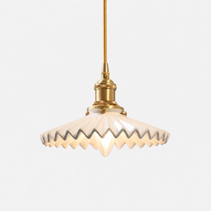 Vintage Pleated Ceramic Pendant Light HL4301