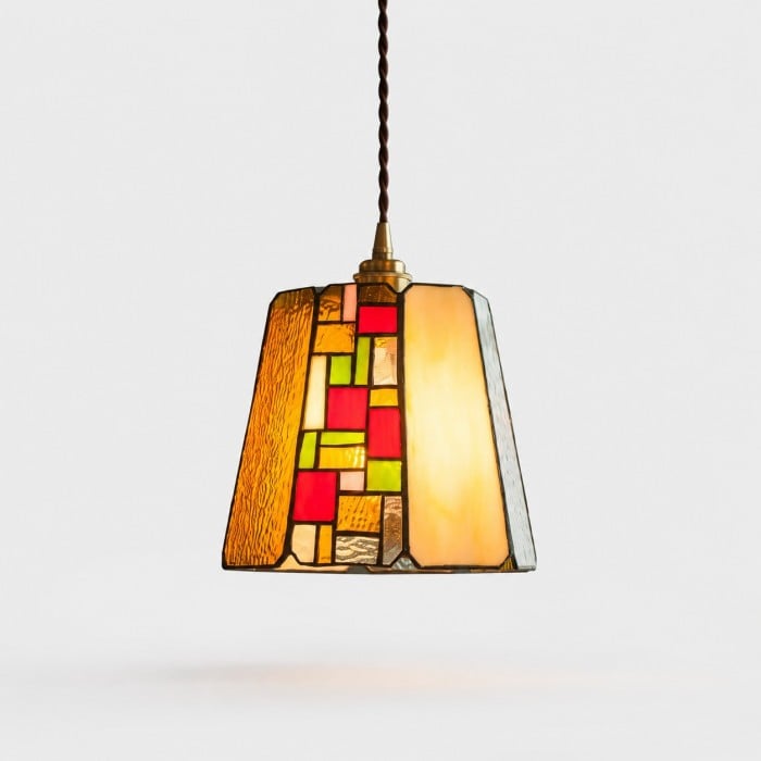 Vintage Rose Stained Glass Pendant Light HL4574