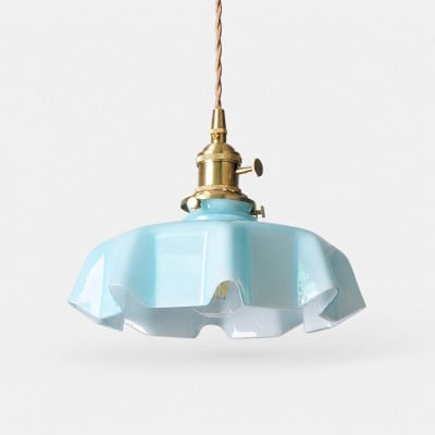 Vintage hanglamp van opaalglas met geschulpte rand HL4299