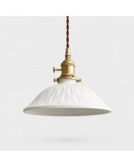 Lampada a sospensione rotonda minimalista giapponese in cotone e lino HL4406