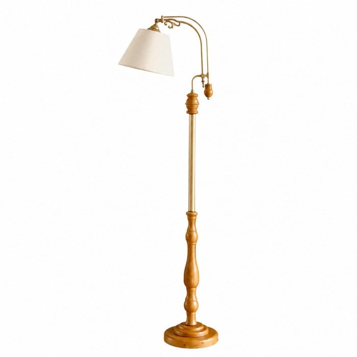 Vintage Wood and Fabric Floor Lamp HL4439