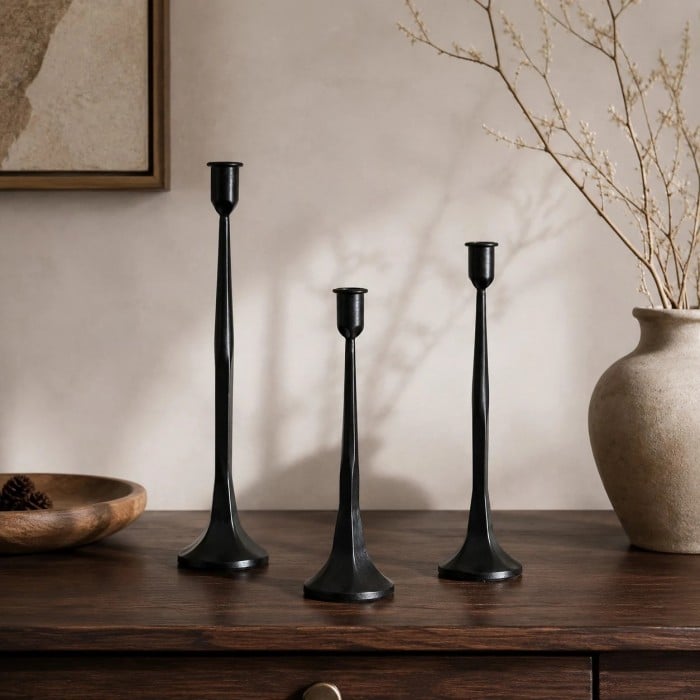 Wabi-Sabi Zwarte IJzeren Kandelaar Set HL4648