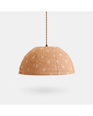 Hanglamp met leren bloemblaadjes en antiek messing beslag HL4534