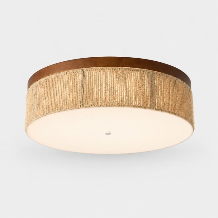 Wabi-Sabi LED-plafondlamp van massief hout en geweven touw HL4582