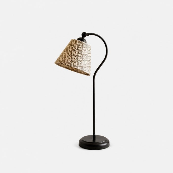 Tafellamp met geweven geometrische kap HL4321