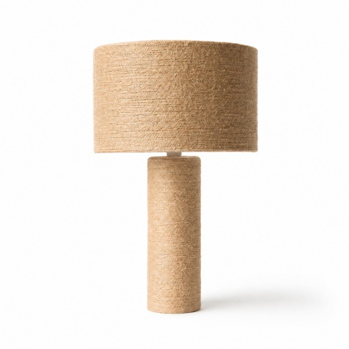 Geweven jute cilindervormige tafellamp HL4309