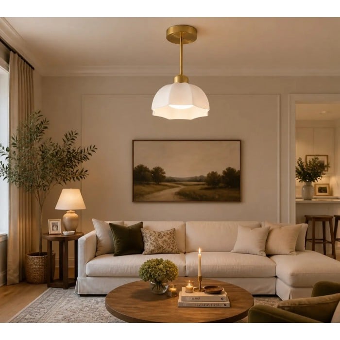 Moderne plafondlamp van melkglas HL4220