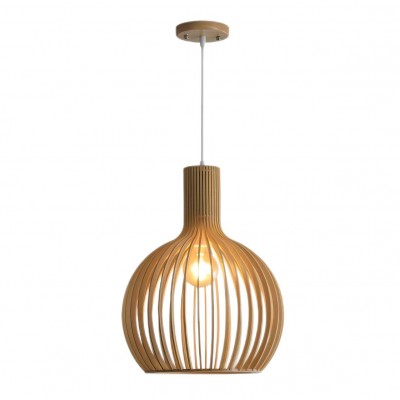 Burhängande lampa i trä