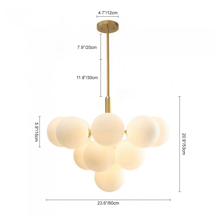 Opalglas Grape Pendelleuchte | Blasencluster Kronleuchter aus Messing |  Home Lights