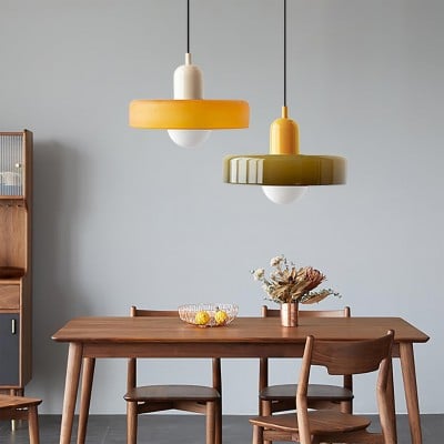Morandi Glass Disc Orb Pendant Lamp Morandi Glass Disc Orb Pendant Lamp