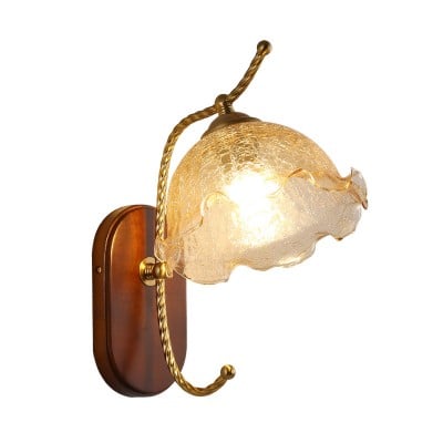 Lampada da parete in vetro floreale vintage di metà secolo HL24 Lampada da parete in vetro floreale vintage di metà secolo HL24