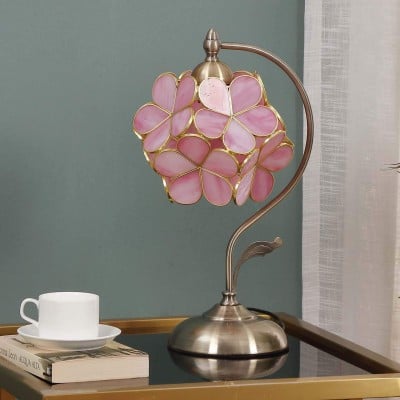 Romantisk handblåst glas blomblad bordslampa HL27 Romantisk handblåst glas blomblad bordslampa HL27