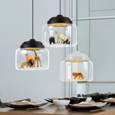 Glass Shade Little Zoo Pendant Light For Children's Bedroom HL30 Glass Shade Little Zoo Pendant Light For Children's Bedroom HL30