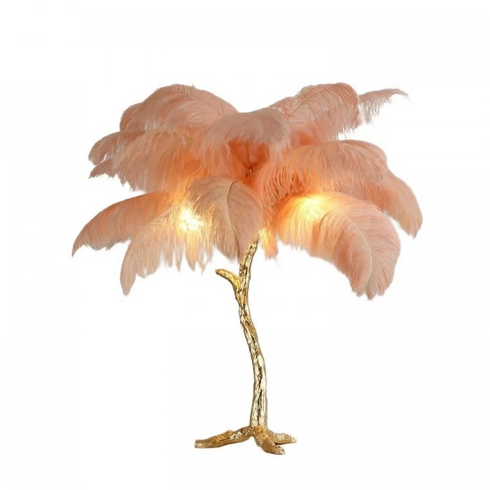 Lampe de Table en Plumes d'autruche LED Plume légère en métal en Fer forgé  Lampe