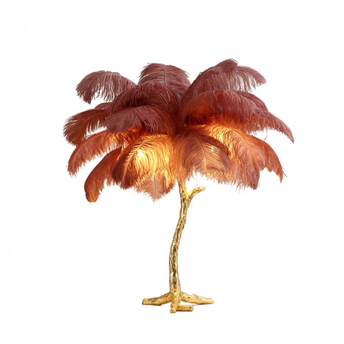 Lampe de Table en Plumes d'autruche LED Plume légère en métal en Fer forgé  Lampe