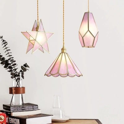 Romantic Retro Brass Glass Pendant Light HL66 Romantic Retro Brass Glass Pendant Light HL66