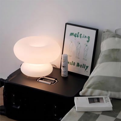 White Glass Mushroom Donut Bauhaus Table Lamp HL102 White Glass Mushroom Donut Bauhaus Table Lamp HL102