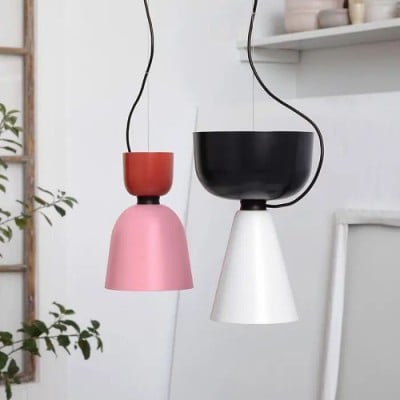 Lampe à suspension en métal Alphabeta de couleur Macaron HL137
