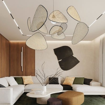 Natuurlijk Rotan Hanglamp Screen Cannage Natuurlijk Rotan Hanglamp Screen Cannage