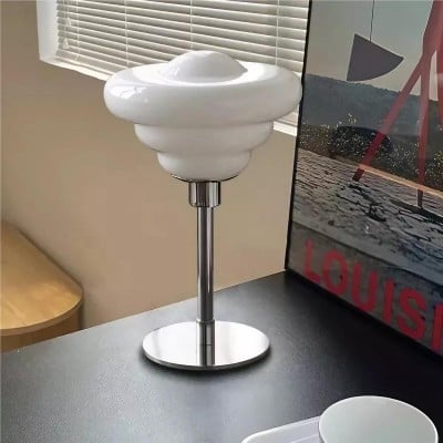 Egg Tart Ripple Glass Bauhaus Table Lamp HL189 Egg Tart Ripple Glass Bauhaus Table Lamp HL189