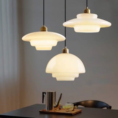 Lámpara colgante Art Deco de vidrio blanco lechoso HL190 Lámpara colgante Art Deco de vidrio blanco lechoso HL190
