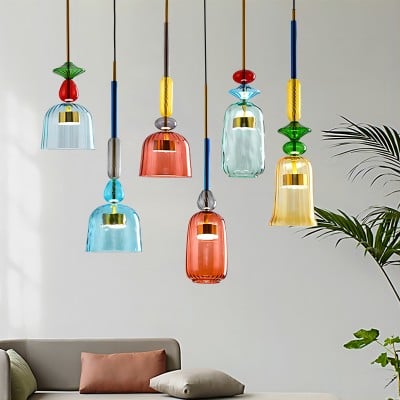 Scandinavian Macaron Stained Glass Design Pendant Lamp HL213 Scandinavian Macaron Stained Glass Design Pendant Lamp HL213