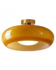 Retro messing schijf Bauhaus glazen plafondlamp HL167