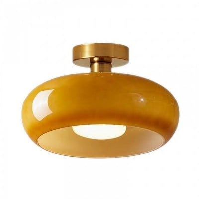 Retro messing schijf Bauhaus glazen plafondlamp HL167