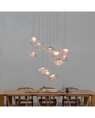 Lámpara de araña de vidrio irregular con múltiples cabezas y burbujas Lámpara de araña de vidrio irregular con múltiples cabezas y burbujas