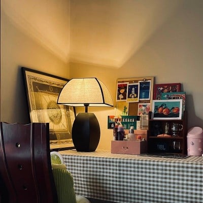 Retro Metal Mushroom Fabric Table Lamp HL554 Retro Metal Mushroom Fabric Table Lamp HL554
