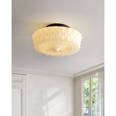 French Vintage Glass Cream Style Ceiling Light HL555