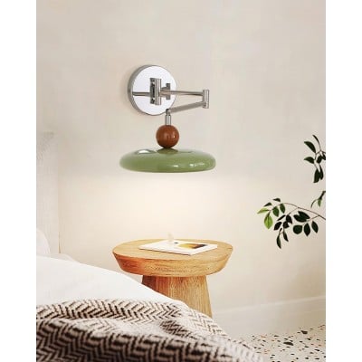 Crèmekleurige verstelbare zwenkarm schijf leeswandlamp HL606 Crèmekleurige verstelbare zwenkarm schijf leeswandlamp HL606