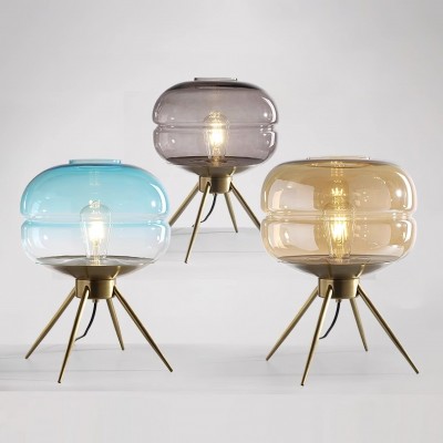 Lámpara de mesa alta con cubierta de vidrio de colores y personalidad de lujo HL700