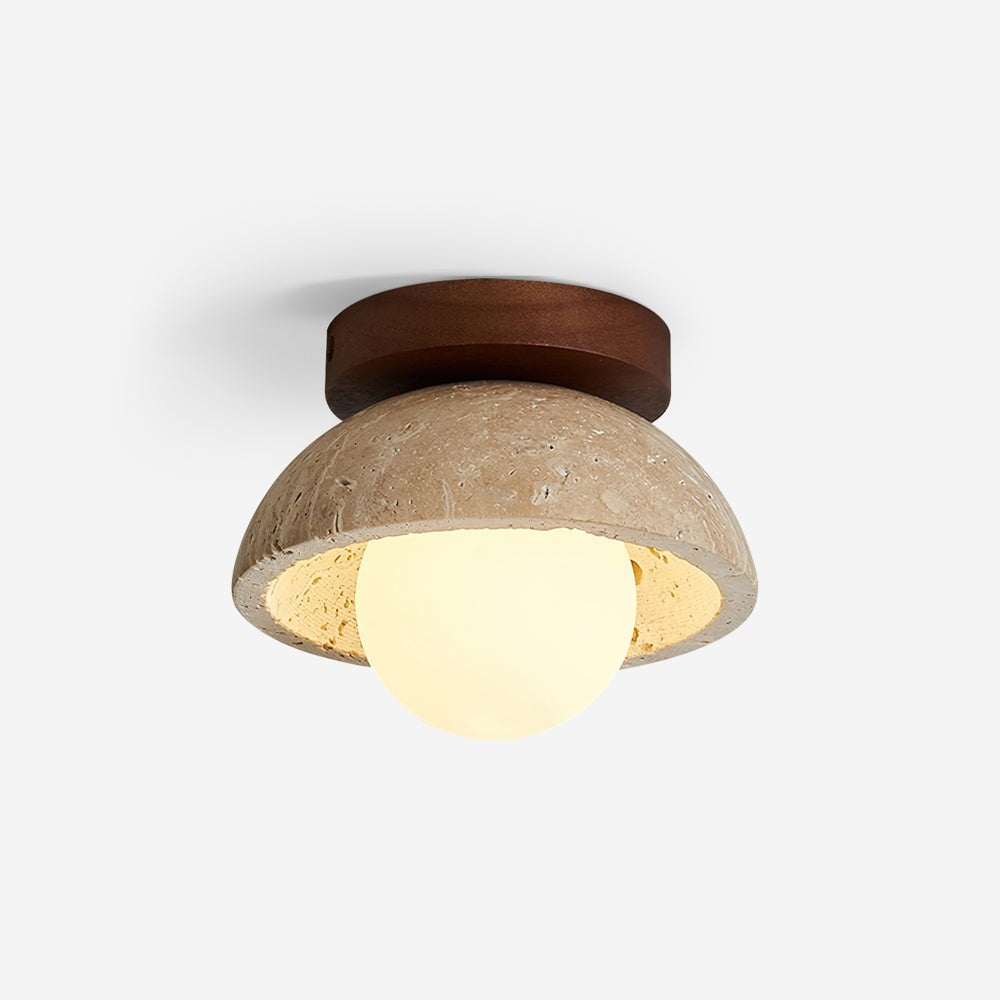 Plafoniera originale in travertino giallo in stile wabi-sabi giapponese, color legno, luce calda, 15 cm, 220 V | Leroy Merlin
