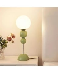 Crèmekleurige metalen tafellamp HL616